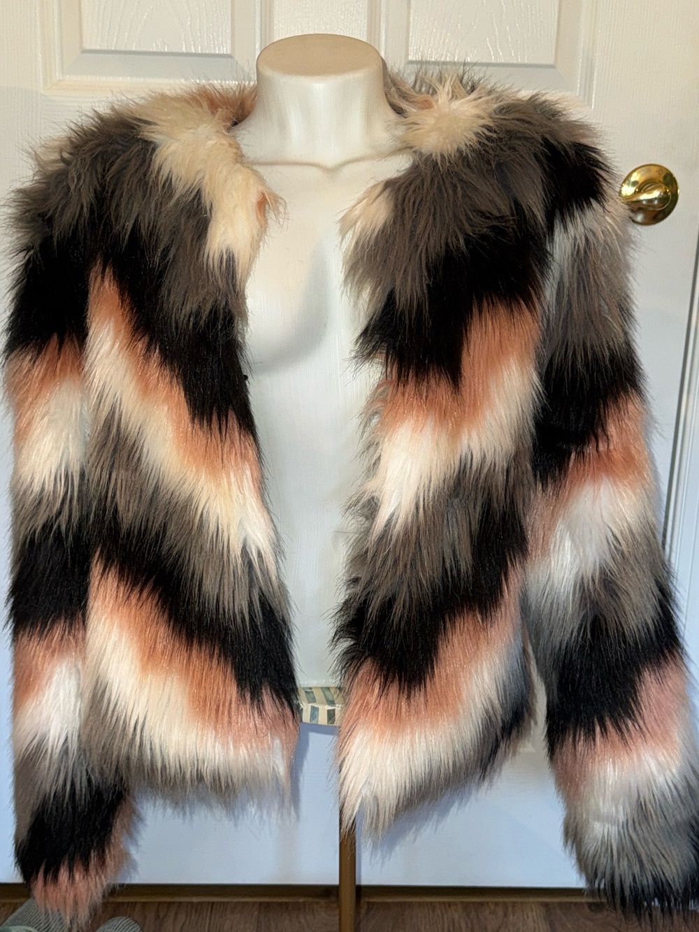 Multi-Color Faux Fur Jacket - Women's Fashion Coat
